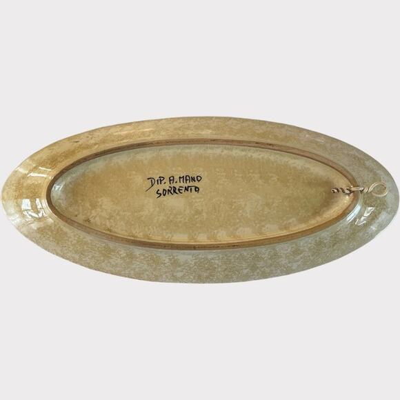 Hand Painted in Italy Grapes Tan and Red 13” Oval Tray - Picture 7 of 7